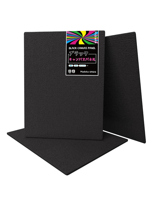 HANSILK ブラックキャンバスパネル ブランクアートボードパネル 無酸性 アクリル絵 油絵 黒 F6 318mm*410mm 3枚入り